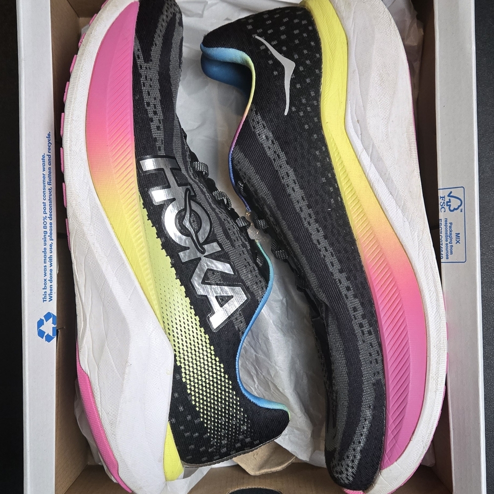 HOKA Mach X Black and Pink Running Shoes